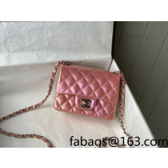 Chanel Iridescent Lambskin Mini Sqaure Classic Flap Bag A35200 Pink 2022 031442