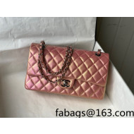 Chanel Iridescent Lambskin Medium Classic Flap Bag A01112 Pink 2022 031441