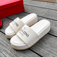 Valentino Signature Lambskin Platform Slide Sandals White 2022 0323134