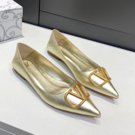 Valentino VLogo Ballet Flat Gold 2022 032655