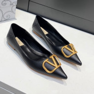 Valentino VLogo Ballet Flat Black 2022 032653