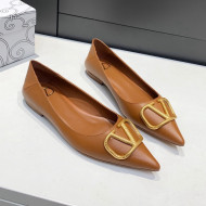 Valentino VLogo Ballet Flat Brown 2022 032656