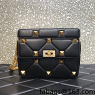 Valentino Medium Roman Stud The Shoulder Bag in Grainy Calfskin 1129S Black 2022