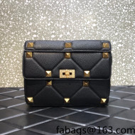 Valentino Large Roman Stud The Shoulder Bag in Grainy Calfskin 1129L Black 2022