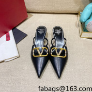 Valentino VLogo Lambskin Heel Mules Black 2022 60