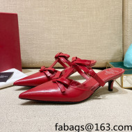 Valentino Lambskin Bow Mules Red 2022 82