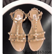 Valentino PVC Stud Flat Sandals Nude 2022 87