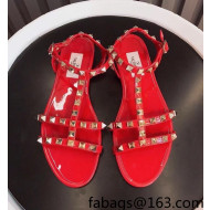 Valentino PVC Stud Flat Sandals Red 2022 86