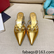 Valentino VLogo Lambskin Heel Mules Gold 2022 60