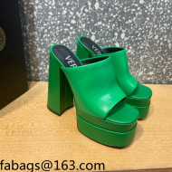 Versace Calfskin Platform Slide Sandals 15.5cm Green 2022 21