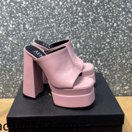 Versace Calfskin Platform Slide Sandals 15.5cm Light Pink 2022 22