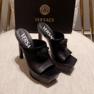 Versace Calfskin Platform Slide Sandals 14cm Black 2022 031943