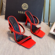 Versace Silk Crystal Slide Sandals 11cm Red 2022 031923