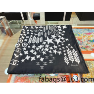 Chanel Star Silk Sqaure Scarf 90x90cm Black 2022 17