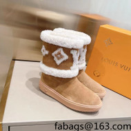 Louis Vuitton Snowdrop Shearling and Suede Flat Ankle Boots Brown 2021 06