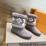 Louis Vuitton Snowdrop Shearling and Suede Flat Ankle Boots Grey 2021 07