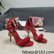 Dolce & Gabbana DG Calf Leather and Crystal High Heel Sandals Red 10.5cm 2022 