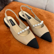 Chanel Lambskin Slingback Ballerinas with Pearls Beige 2022 032674