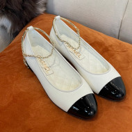 Chanel Lambskin Ballerinas with Ring Strap G38986 White 2022