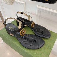 Gucci Calfskin GG Thong Sandals 3.5cm Black 2022