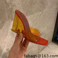 Amina Muaddi TPU Wedge Slide Sandals 10cm Orange 2022 032875