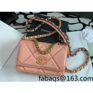 Chanel 19 Lambskin Wallet on Chain WOC AP0957 Pink/Matte Silver/Light Gold/Aged Gold 2022  