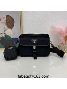 Prada Re-Nylon and Saffiano Leather Shoulder Bag 2VH133 Black 2023 