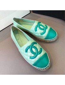 Chanel Quilted Calfskin Flat Espadrilles G29762 Green 2020