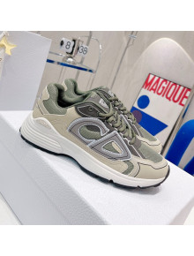 Dior B30 Sneakers in Mesh and Technical Fabric Olive Green/Grey 2021 02