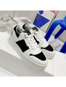 Jimmy Choo Lycra White Calfskin and Canvas Sneakers Black 2021 11670