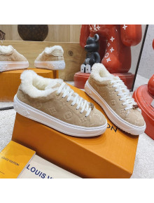 Louis Vuitton Time Out Leather Shearling Sneakers Beige 2021 1117110