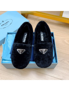 Prada Shearling Loafers Black 2021 111864