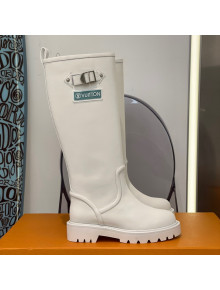 Louis Vuitton Territory Flat Leather High Boots with Buckle White 2021 