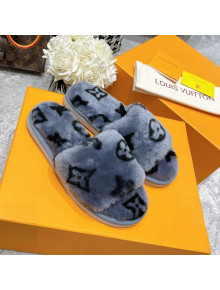 Louis Vuitton Monogram Wool Slide Sandals Grey 2021 111762