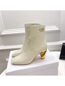 Dior Rhodes Heeled Ankle Short Boots 7.5cm in White Supple Calfskin 2021 