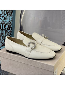 Jimmy Choo Crystal Buckle Loafers White 2021 112352