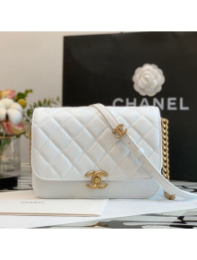 Chanel Grained Calfskin Messenger Bag AS2824 White 2021