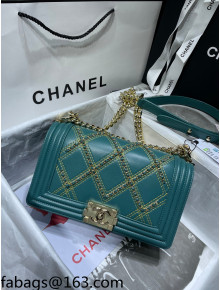 Chanel Chain Quilted Leather Medium Boy Flap Bag A67086 Green 2021