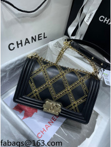 Chanel Chain Quilted Leather Medium Boy Flap Bag A67086 Black 2021 