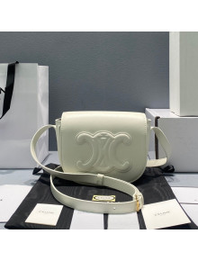 Celine Folco Cuir Triomphe Mini Bag in Smooth Calfskin White 2021 198263