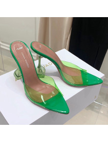 Amina Muaddi TPU Pointed Slide Sandals 9.5cm Green 2021 63