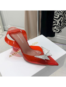 Amina Muaddi TPU Slingback Pumps with Crystal Butterfly 9.5cm Red 2021 39