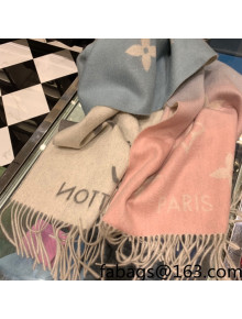 Louis Vuitton Monogram Cashmere Scarf 45x180cm Blue/Pink/Grey 2021 03