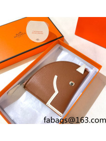 Hermes Leather Horse Coin Purse Wallet Dark Brown 2021 