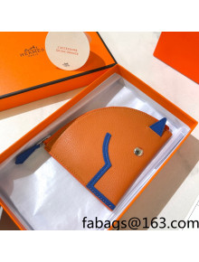 Hermes Leather Horse Coin Purse Wallet Orange 2021 