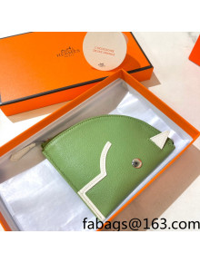 Hermes Leather Horse Coin Purse Wallet Green 2021 