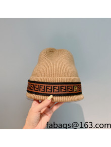 Fendi Logo Knit Hat Brown 2021 56