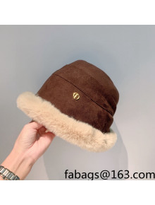 Dior Shearling Bucket Hat Dark Brown 2021 49