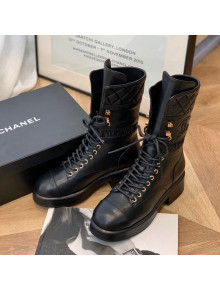 Chanel Lambskin Lace-ups Ankle Boots G37956 Black 2021 