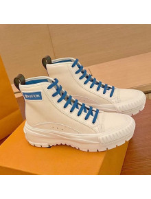 Louis Vuitton LV Squad Canvas and Leather High-top Sneakers/Boots White/Blue 2021